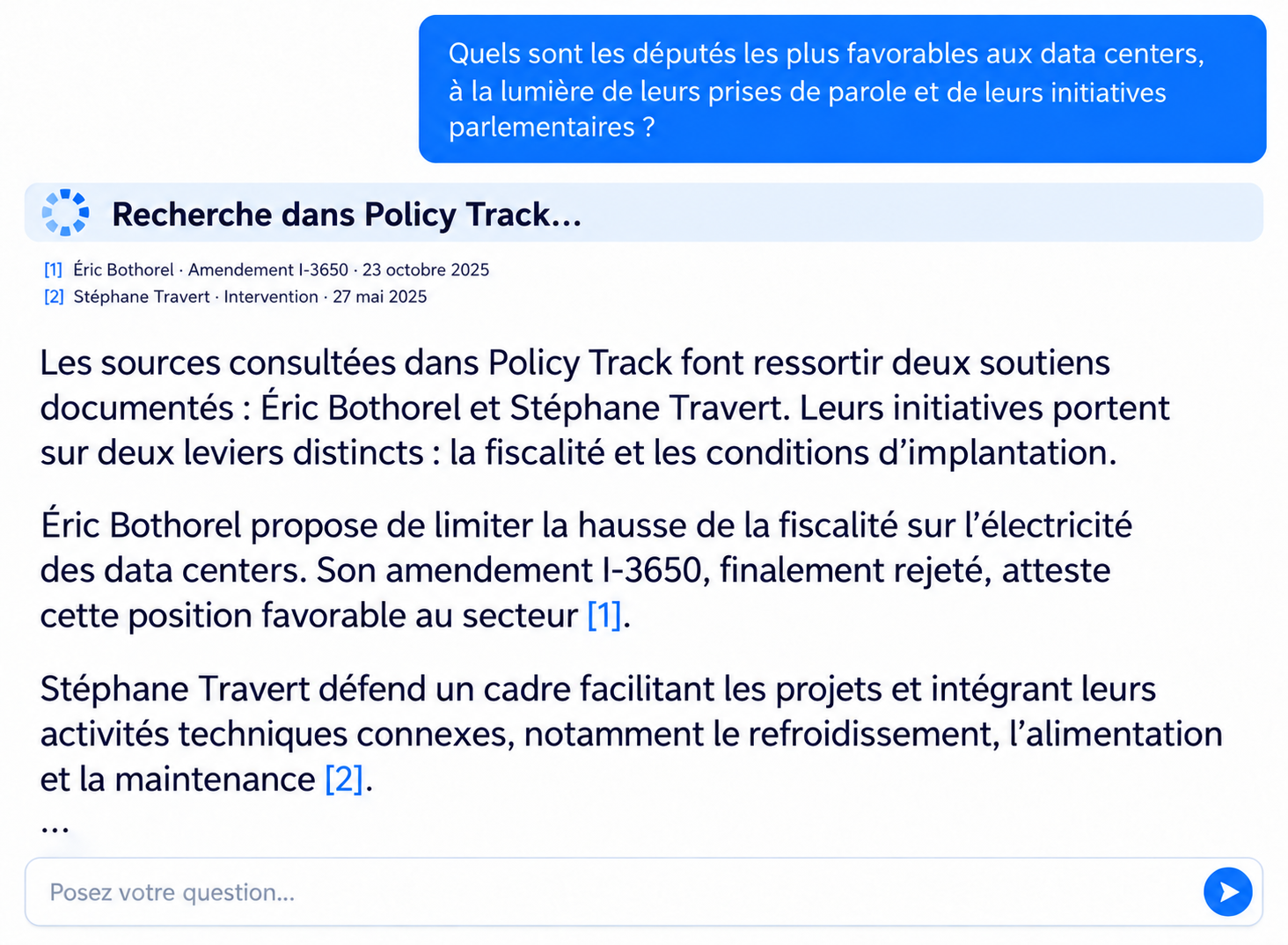 Quels sont les députés les plus favorables aux data centers, à la lumière de leurs prises de parole et de leurs initiatives parlementaires ?